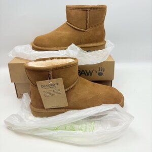 BEARPAW Women's Comfortable Slip On Ankle Boot, Alyssa Hickory, Size 8